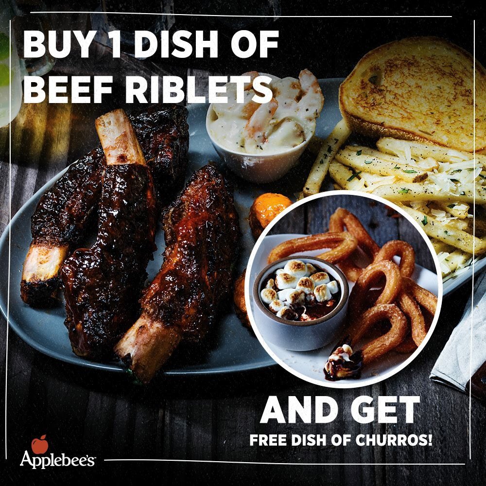 Here it comes, the new reason to celebrate! Buy 1 dish of Beef Riblets and get 1 free dish of churros!

Available at City Center &amp; Villagio mall.