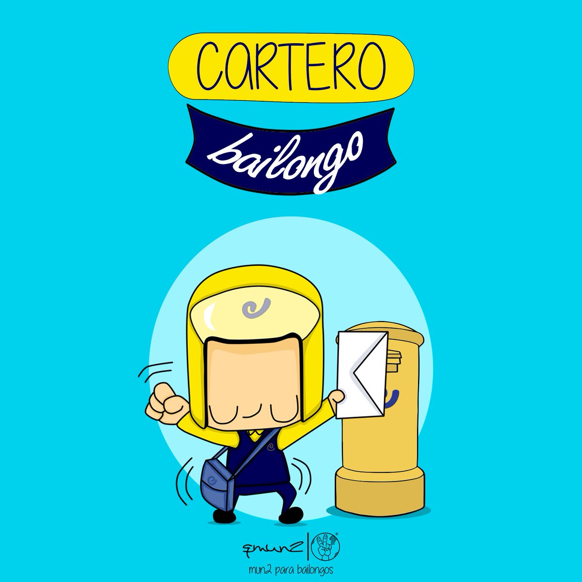 quemun2's tweet photo. Volvemos con nuestras profesiones bailongas💃🕺Esta vez damos el homenaje a todos l@s carter@s 📬 bailongos que conocéis! En Qmun2 conocemos alguno y tenemos claro que es el más bailongo de @Correos 📨🕺
#qmun2 #diseñoqmun2 #cartero #cartera #bailongos #correos #felizmiercoles https://t.co/dSLz9nDh0Q