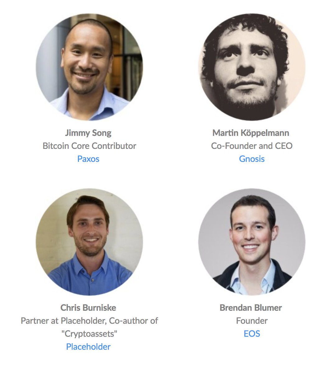 Announcing some of our amazing speakers. Welcome <a href="/jimmysong/">Jimmy Song (송재준)</a> <a href="/koeppelmann/">koeppelmann</a> <a href="/cburniske/">Chris Burniske</a> <a href="/BrendanBlumer/">Brendan Blumer</a>! Delighted to have you on board #TOKEN2049 [See more at --> mailchi.mp/b112b6e02354/m…]