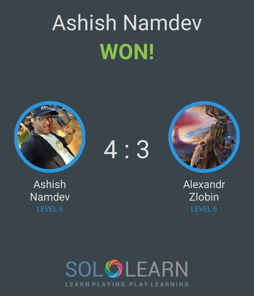SimplyAshishN's tweet image. @SoloLearn  #CPPChallenge #learning #c++