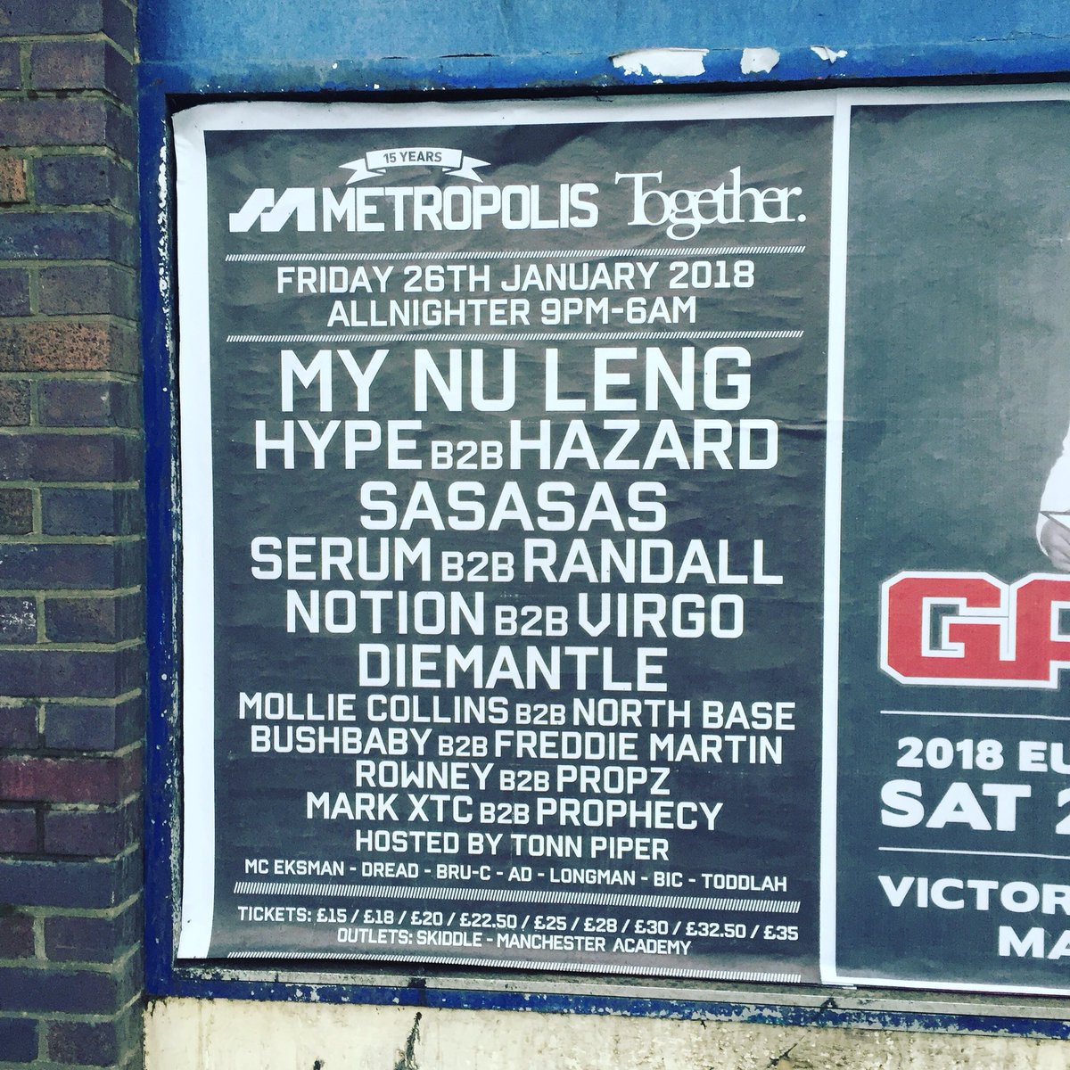9 Days to go <a href="/MetropolisUK/">Metropolis</a> &amp; <a href="/Togetherclub/">Together Club</a> <a href="/MyNuLeng/">My Nu Leng</a> <a href="/DJHYPE_PLAYAZ/">DJ HYPE</a> <a href="/djhazard_playaz/">DJ Hazard</a> <a href="/SaSaSaSDnB/">SaSaSaS</a> <a href="/SerumDnb/">Serum</a> <a href="/Randallmac2/">Dj Randall</a> <a href="/NotionDJ/">NOTION</a> <a href="/molliecollins/">MOLLIE COLLINS</a> <a href="/NORTHBASEUK/">NORTH BASE</a> <a href="/BushbabyBeats/">bushbaby</a> <a href="/rowneyg13/">ROWNEY DNB / STANDARD PROCEDURE</a> <a href="/PropzG13Recs/">Propz G13 Records</a> <a href="/djmarkxtc/">Mark XTC</a> <a href="/wilfprophecy/">Wilf Prophecy</a> <a href="/TonnPiper/">Tonn Piper</a> <a href="/MCAD1/">MC AD</a>  tickets skiddle.com/e/13096676/