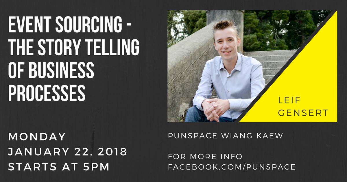 Punspace Knowledge Sharing: Leif Gensert will guide you through an example project that has been designed with event sourcing and how it compares to a classical CRUD application. <a href="/punspace/">Punspace</a> wiang kaew.