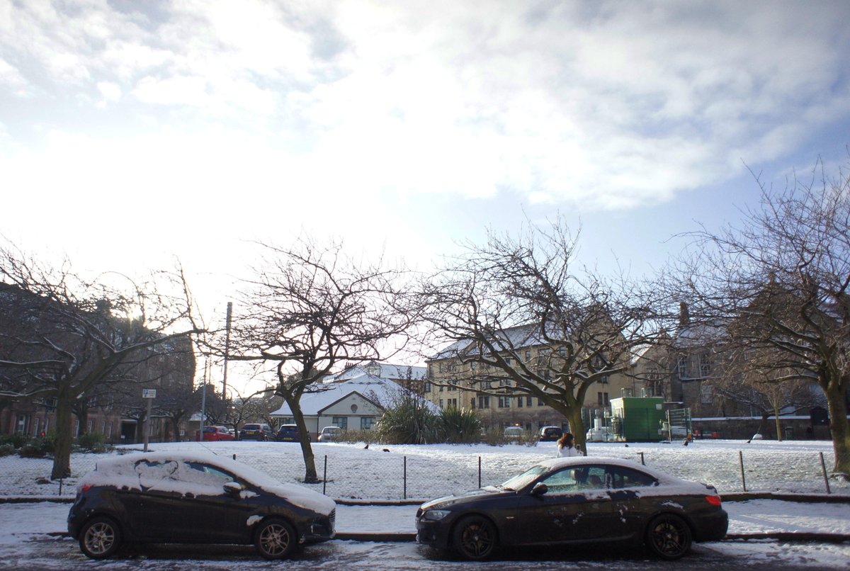 TheCycleService's tweet image. View from the shop - snow and blue sky.