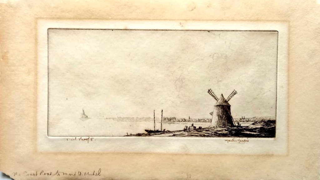 EmilyOConserve's tweet image. Recent auction find #etching by Martin Hardie former curator V&amp;amp;A, having some #TLPC (tender loving paper conservation) before finding a new home!