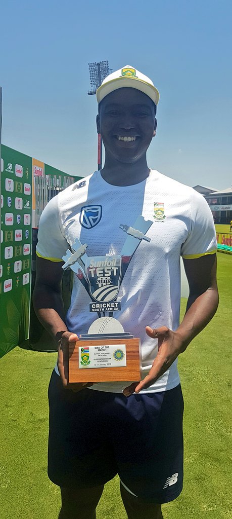 ProteasMenCSA's tweet image. Look at that smile 😁 Man of the match on debut. Take a bow @NgidiLungi you champion #SAvIND