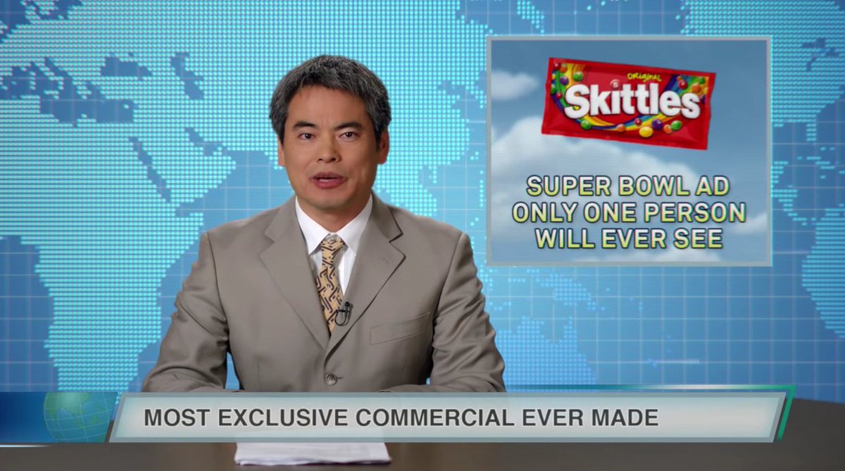 DansTaPub's tweet photo. Skittles crée une pub qu’une seule personne pourra voir pour le Super Bowl 🏈 https://t.co/t9Efw0knud https://t.co/9UPj131WXY