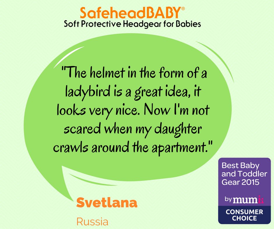 SafeheadInc's tweet photo. #SafeheadBABY Parents say: 
"The helmet in the form of a ladybird is a great idea, it looks very nice. Now I'm not scared when my daughter crawls around the apartment.''
Gift your baby the most important protection

#babyproofing #smartparenting #защитныйшлем #детскаябезопасность https://t.co/o9POJih0CP