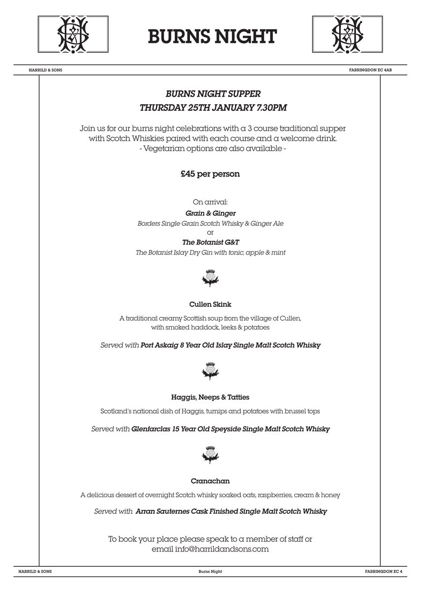 Join us in our Burns Night celebration. Three course traditional suppers paired with some of the amazing scotch whiskies! Definitely a night to be remembered. #burns #night #whiskey #food