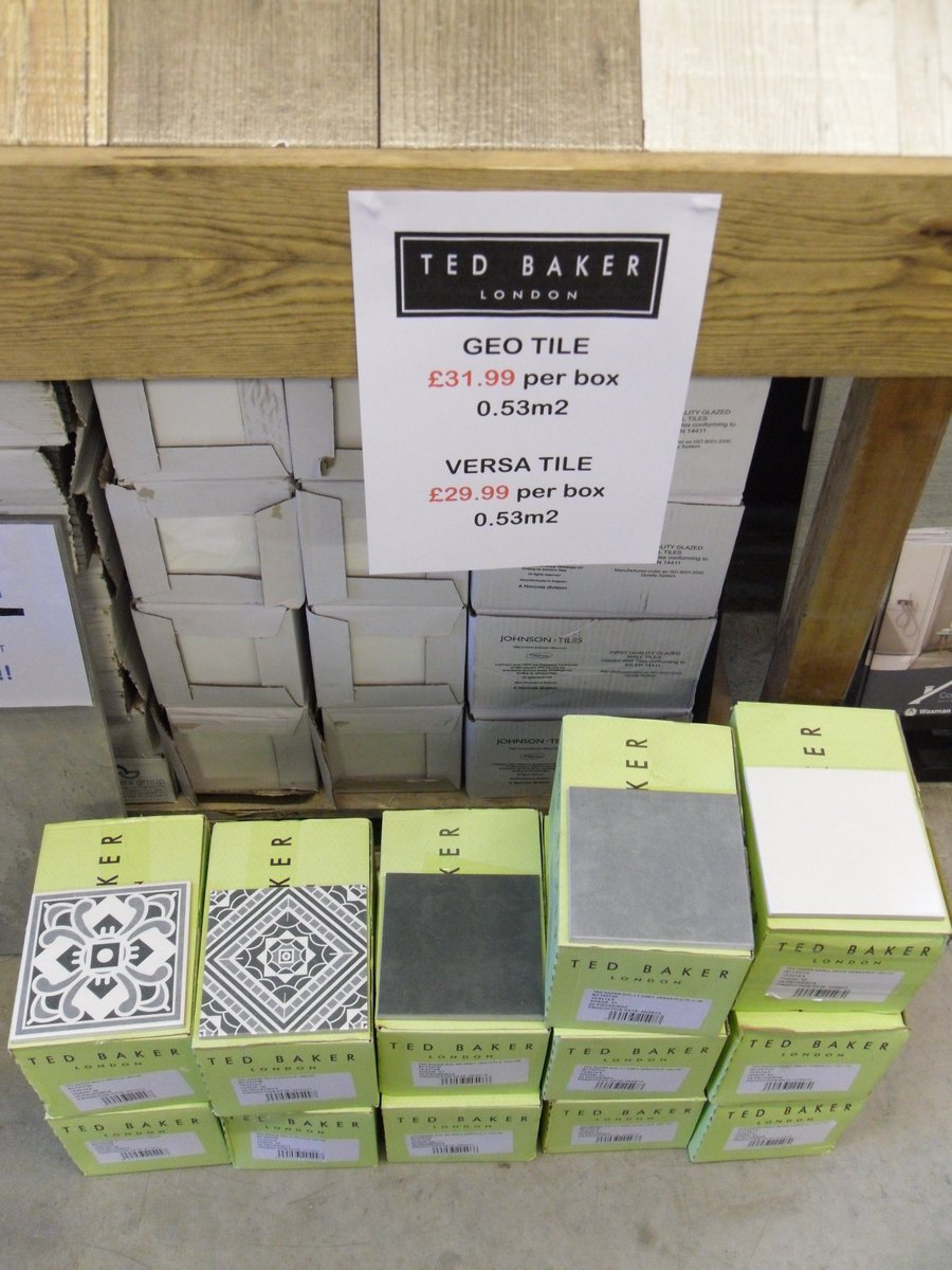 Ceramfixtiling's tweet photo. Don't miss out on these Ted Baker Geo and Versa tiles. There is also 10% off these prices so call in today before they've gone!! #thetilestudio #tiles #NP7 #home #HomeImprovement https://t.co/TMFqwiUXBn