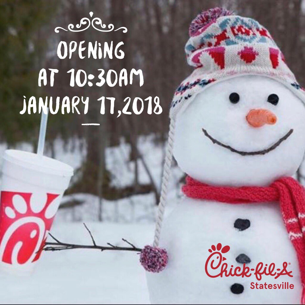 cfastatesville's tweet photo. Good morning! Due to the inclement weather, we will be opening at 10:30 am today for the safety of our team members. We will update later today if we delay our opening further. Please be careful everyone! https://t.co/nxMRzukSpG