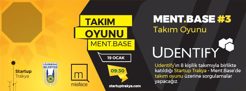 Udentify'ın 8 kişilik takımıyla birlikte katıldığı Startup Trakya – Ment.Base’de takım oyunu üzerine sorgulamalar yapacağız.