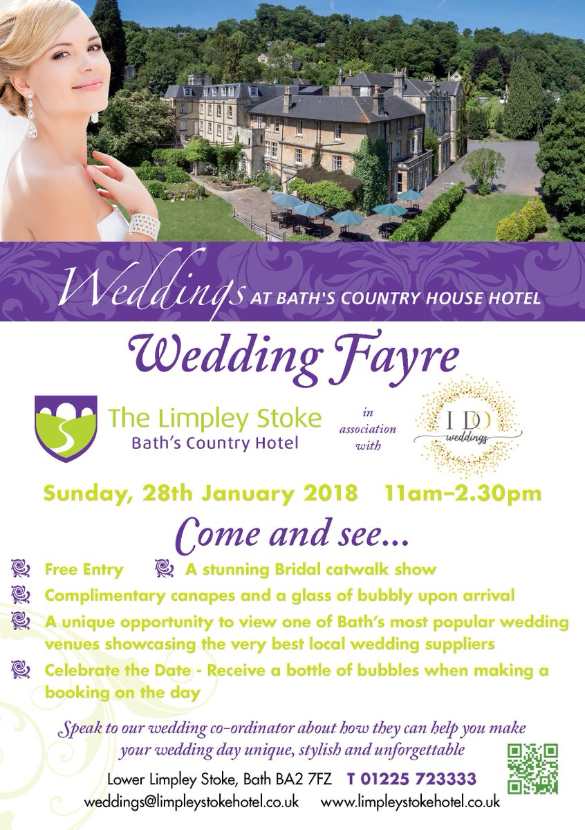 BoutiqueBridez's tweet photo. Who's planning a #wedding near #Bath? Come along to Limpley Stoke Hotel Wedding Fayre on 28th Jan 11am - 2.30pm with #bridal fashion show at 12.30 by @solitairebrides Free Entry &amp; goody bags for all visiting couples! https://t.co/vpEIc2N7d7