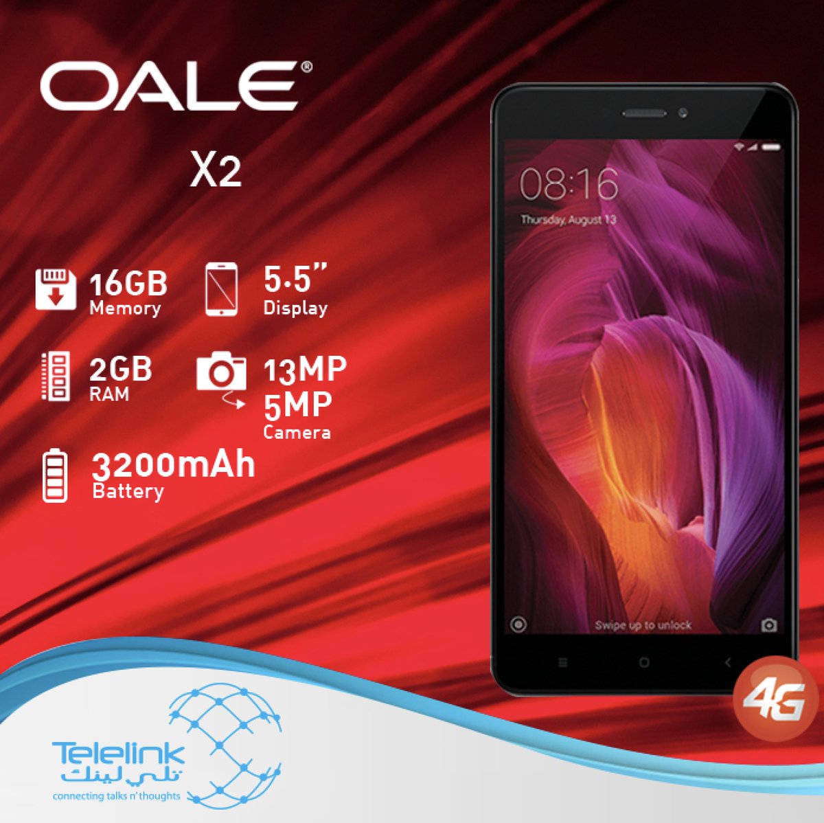 TelelinkCOMM's tweet photo. Experience the thrill of immersive, high-end gaming with an 5.5” HD screen and 2GB RAM on the Oale X2! 
To buy this beauty, visit your nearest #Telelink retail outlet today! Hurry Up! #Retail #UAE https://t.co/xmBn5scrZL