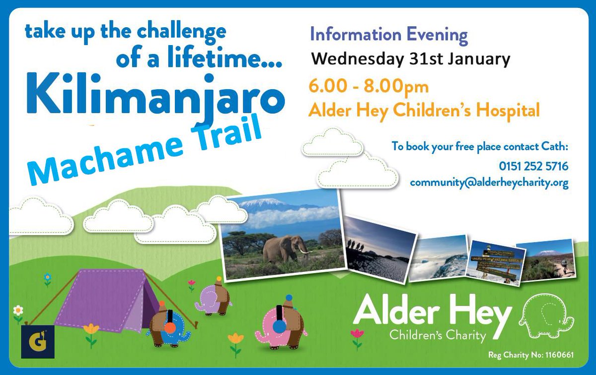 Bucket list challenge...would you like to hike to the sky and conquer Africa’s highest mountain and raise life-changing funds for Alder Hey in the process?

If your answer is yes, then we haves an opportunity of a lifetime - the chance to climb Kilimanjaro in 2018!