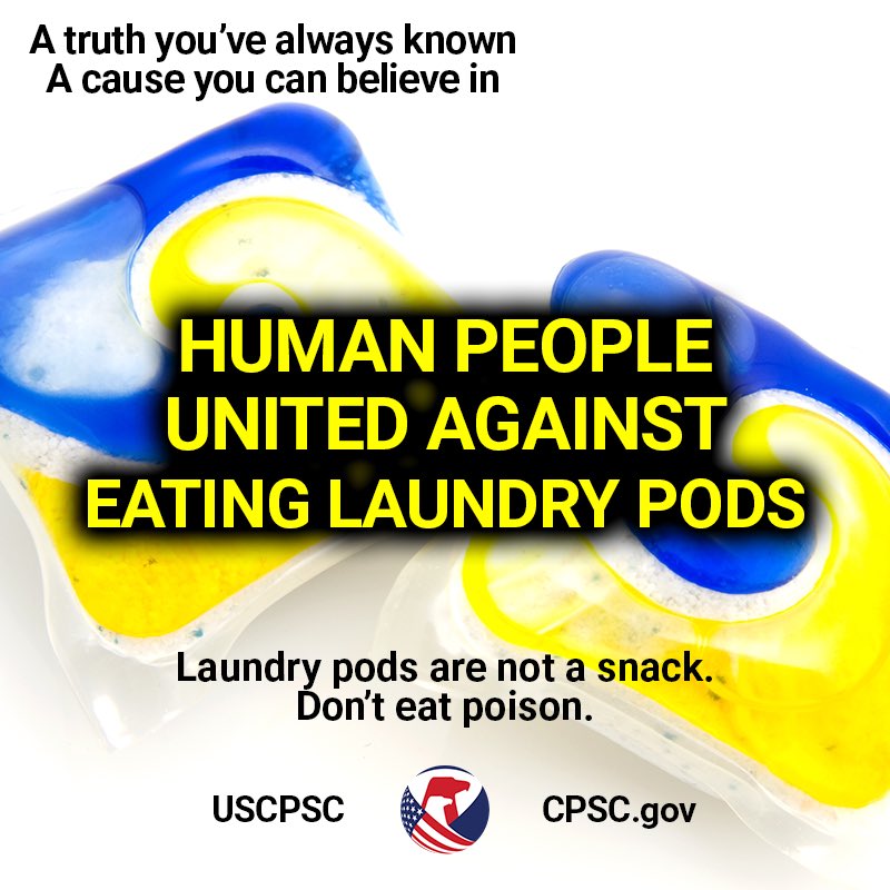 USCPSC's tweet image. Early post for all the teachers out there. Let the kids know: Laundry pods are not a snack. The likes and views aren’t worth eating poison #teacherlife