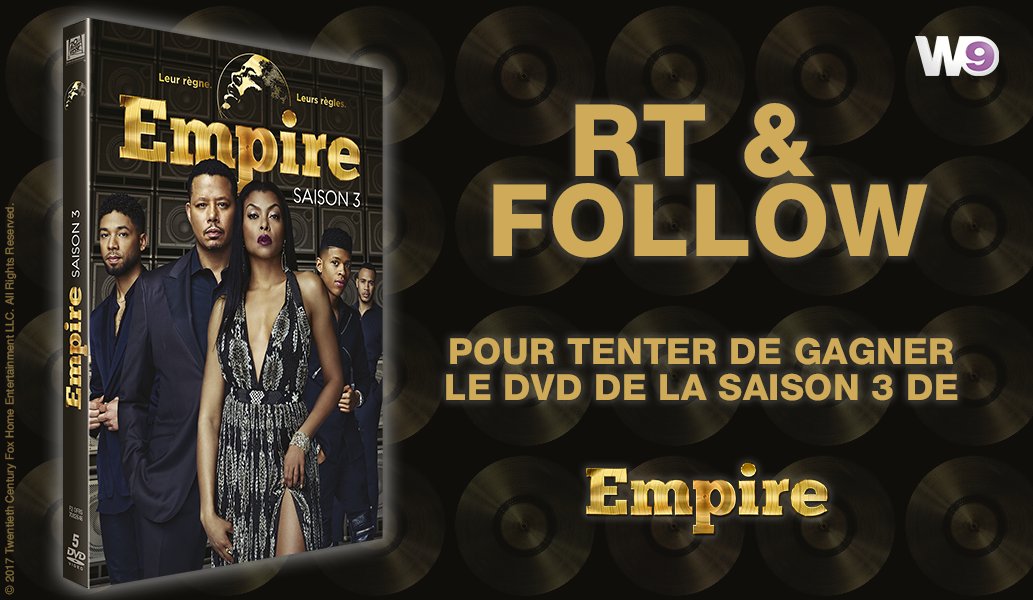 W9's tweet photo. #DernièreChance
#RT + #FOLLOW pour tenter de gagner la saison 3 de #EMPIRE en DVD ! https://t.co/Il1OaXOcGr
