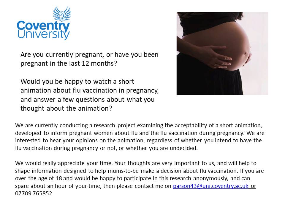 JoParsons83's tweet photo. Please share this research, testing an animation for flu vaccination for pregnant women. Looking to talk to pregnant women or new mums for views on short animation.  #pregnancy #flu #intervention #PhD #research. https://t.co/Kt60oWJnGl