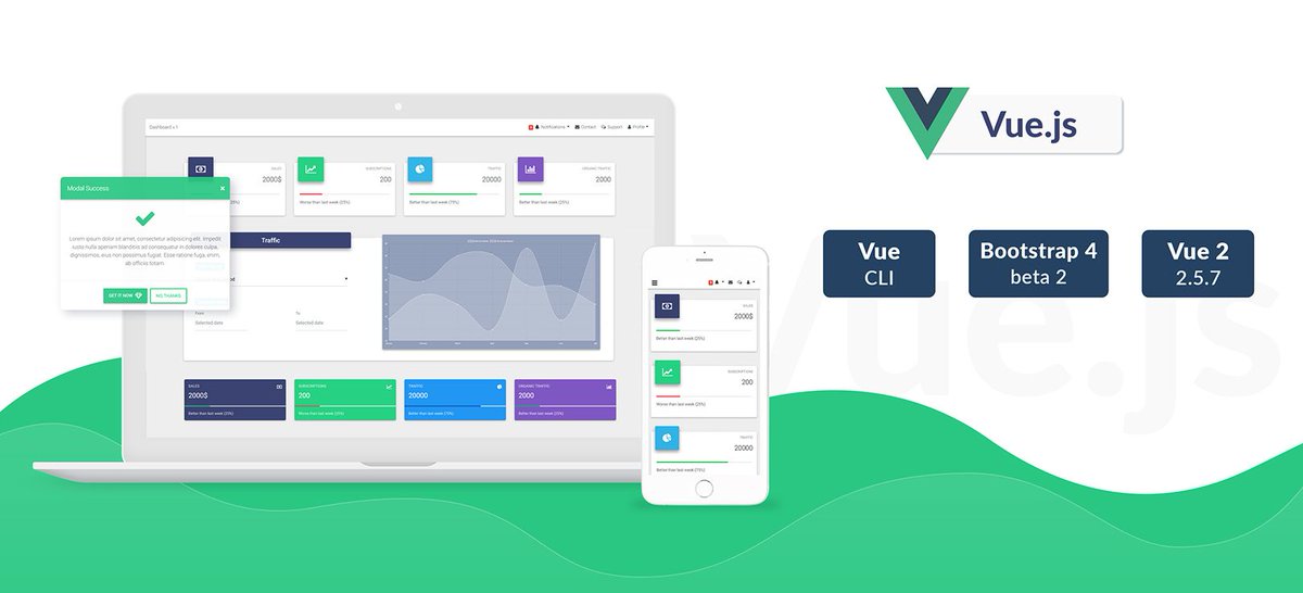 Vue 版本、Material Design 风格的 Bootstrap 4 前端开发包。免费下载 #前端 // Vue Bootstrap with Material Design https://t.co/aNzyyLKe4u https://t.co/wwtSRGEVwY 1