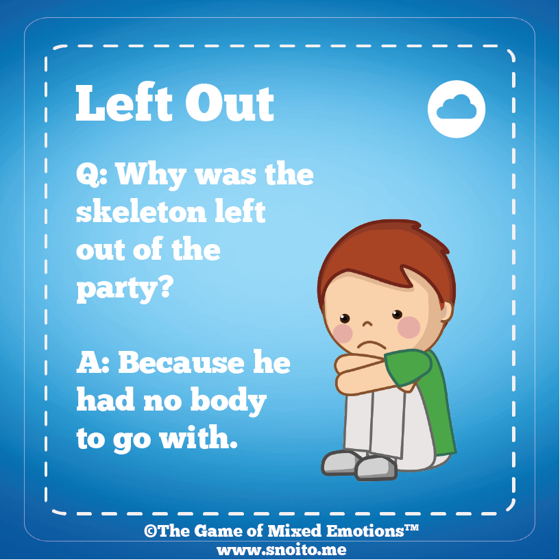 MxdEmotionsGame's tweet photo. Feeling left out is probably the worst feeling. I want to throw this card out. I want to rip it up. But will I feel better? Probably not until I can find a way to feel included again. 

https://t.co/pzxE6VDMOM

#mindfulness #mentalhealth #WednesdayWisdom #inspiration #parents https://t.co/vwOv297kmH
