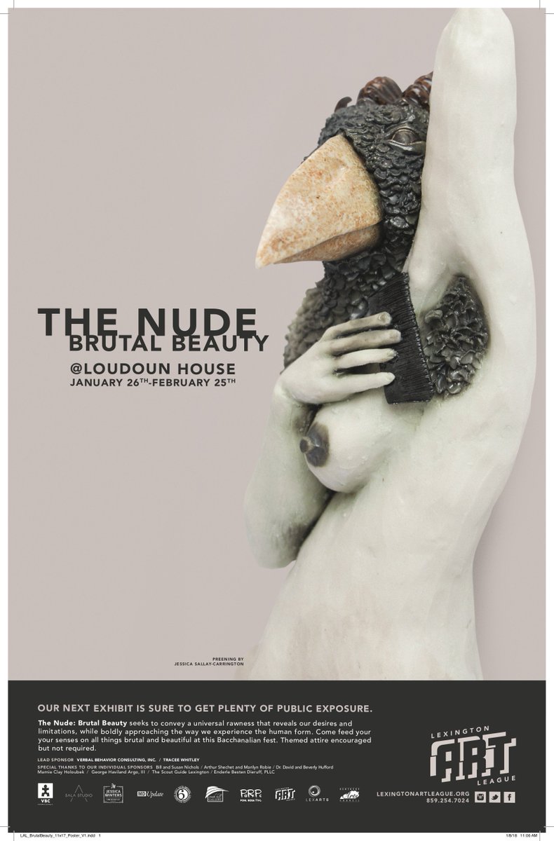 Come push the boundaries with us and explore the human art form at LAL's nude exhibition The Nude: Brutal Beauty on January 26th. Purchase early to save!
Member tickets: $50
Non-member tickets: $65
Ticket at door: $75
Buy tickets here at squareup.com/store/lexingto…