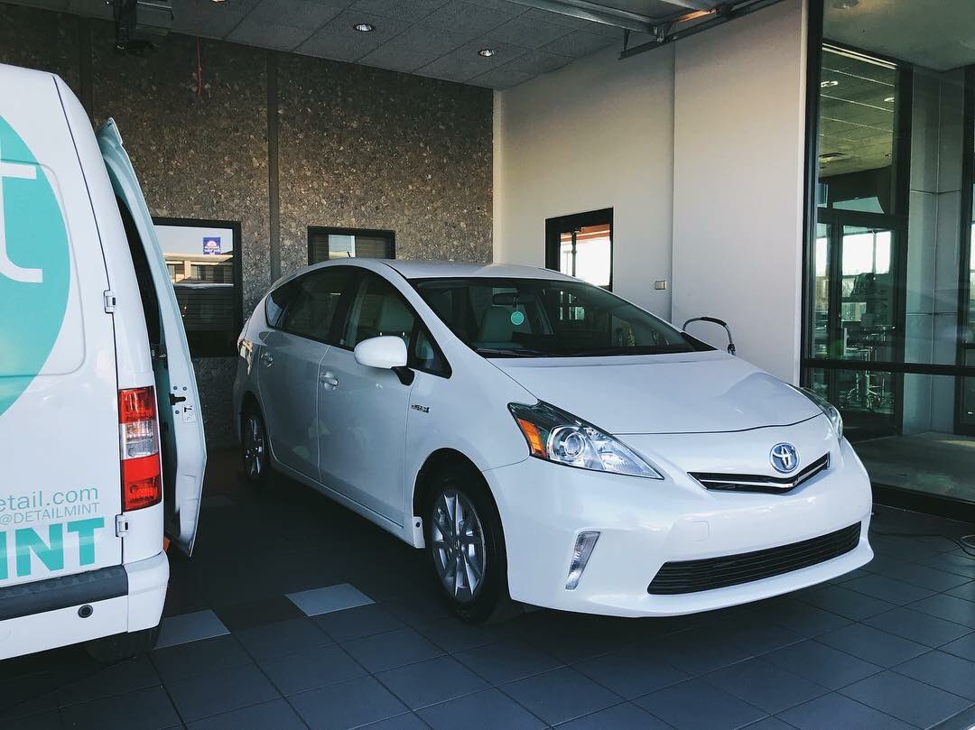 Sub-freezing temps means detailing indoors for Dealerships! This PriusV is part of the collection of inventory at Janzen Toyota in Stillwater.

Own, work at, or operate a dealership? Check out why teaming up with Mint is a good idea for your business:
mintmobiledetail.com/dealerships