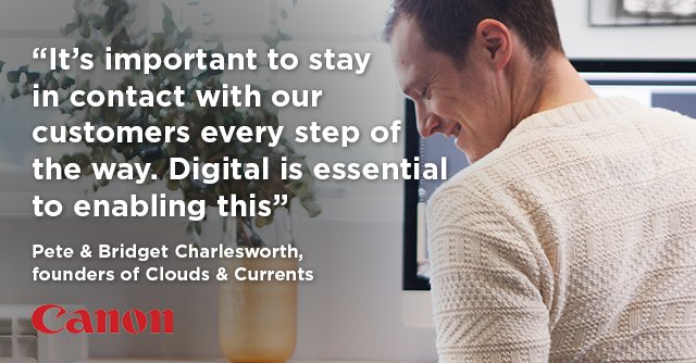 CanonBusinessUK's tweet photo. As a #SMB, people want to know the human story behind the brand. For @CloudsCurrents social media enables this: https://t.co/47TxvLCi4l  #CanonSmallBusinessHero https://t.co/SLM6eeUohh