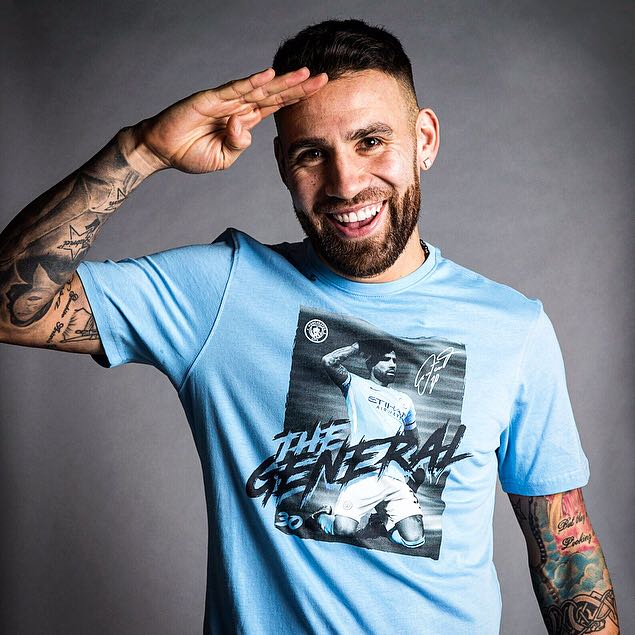 ManCity's tweet photo. Who wants one of these 👌 @Notamendi30 tees to celebrate his new contract?

RT and it could be yours! https://t.co/rjGJKgsUJP