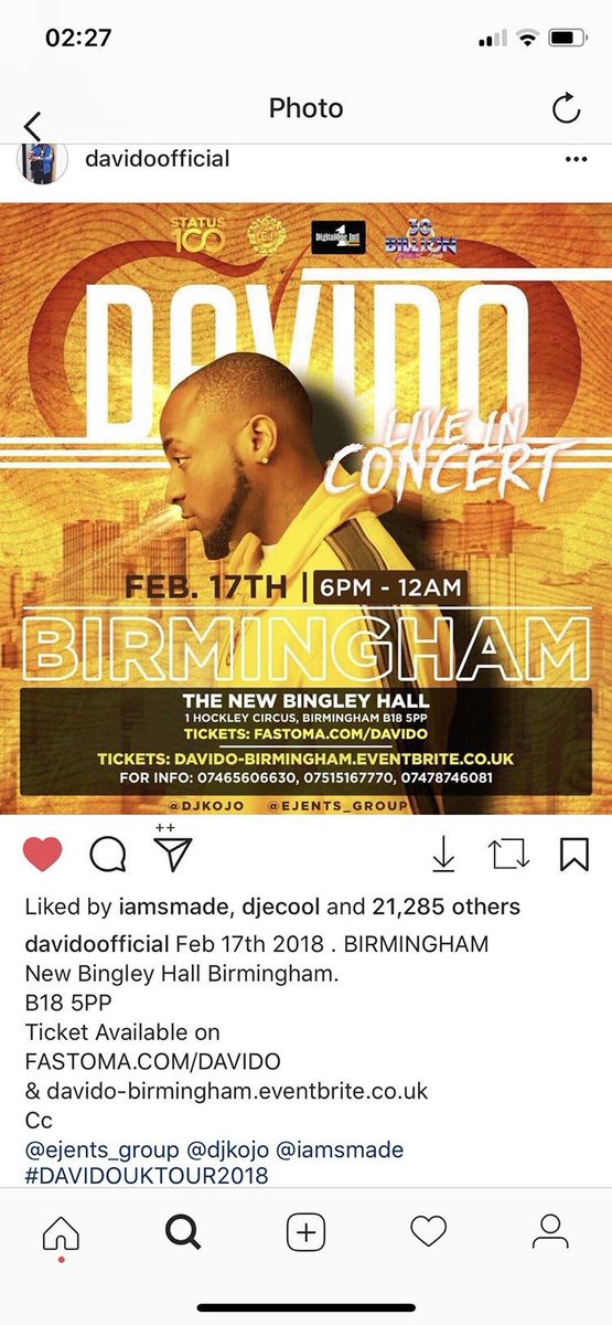 Status100UK's tweet photo. When the big man speaks.....we listen 👂
@iam_Davido is coming to Birmingham Feb 17th || New Bingley Hall ~ https://t.co/8nQ16xopwf https://t.co/YWkOritPbB tickets....
@DonzelliGroup @DJZainOFFICIAL @PocksYNL @Uncle_BUBU @DMW_HQ @Smadeevents @iamSMADE https://t.co/vCMlorjuqA