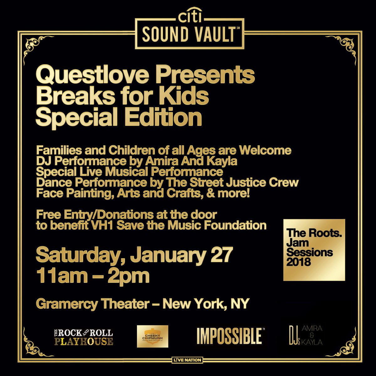 RRPHKIDS's tweet photo. | JUST ANNOUNCED! | We've teamed up w/ @Questlove for a special edition of #BreaksForKids at @GramercyTheatre on SAT, JAN 27!  Suggested donation tix available now w/ all proceeds going to @VH1SaveTheMusic-->> https://t.co/Jjt7sPlRvp https://t.co/9Efzwazbfw