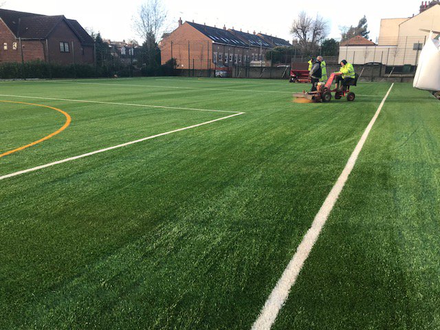 Work is almost complete and Isaac still thinks "This football pitch is the best in the world!"