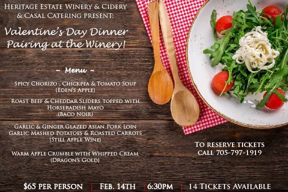 Any plans for Valentine’s Day?? #Valentines #barrie #casalcatering #catering #datenight #ValentinesDay #winery #cidery