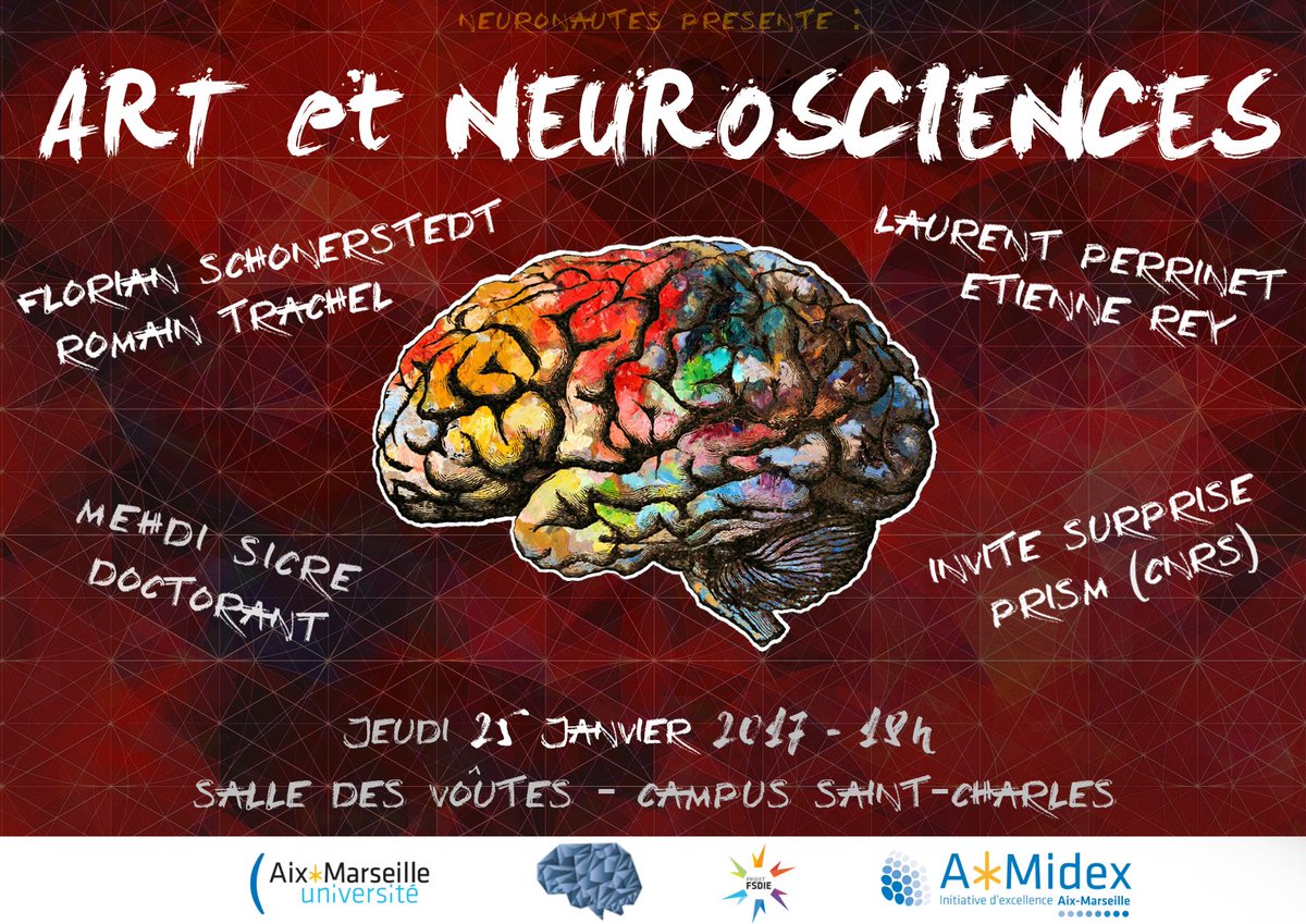 Estelle_Nakul's tweet photo. J-7 !! #chercheurs et #artistes, rendez-vous le 25 janvier @univamu pour échanger à propos de projets communs, passés et à venir ! #ArtScience #Neurosciences 
https://t.co/lGyD4sORRg 
Intéressés @ESADMM @Friche_BDM @Mucem @FRACPACA ? https://t.co/Z4CDcsnWxF
