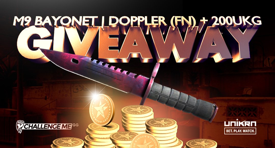 CME_GG's tweet photo. We're giving away an M9 Bayonet | Doppler (FN) as well as 💰 200 @UnikoinGold 💰 - sponsored by our friends over at @UnikrnCo #CSGO #CSGOGiveaway

Enter below for your chance to win!
https://t.co/WnbE80t4oT https://t.co/qC5sMrEbDr