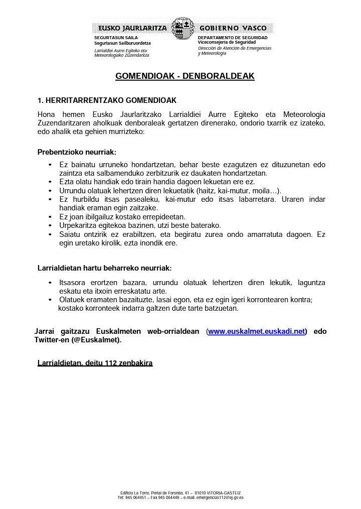 MuskizMA's tweet photo. Recomendaciones / Gomendioak
#AlertaLaranja #AlertaNaranja https://t.co/By6oRCmzga