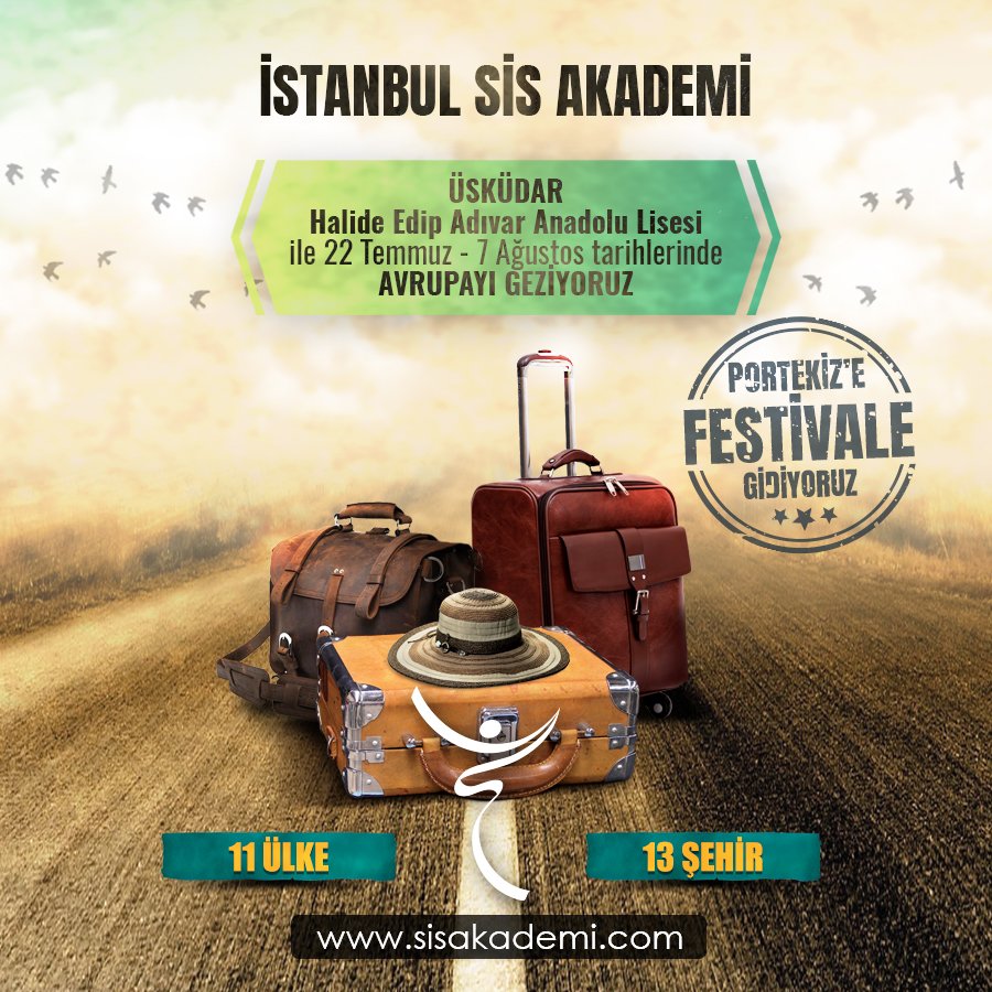 akademisis's tweet photo. Bavulları hazırlayın!
22 Temmuz - 7 Ağustos tarihlerinde, Üsküdar Halide Edip Adıvar Anadolu Lisesi ile Portekiz'e Dans Festivaline gidiyoruz. 11 ülke, 13 şehir geziyoruz.
#portekiz #sisakademi #festival #dans #müzik #heaal #tatil #gezi https://t.co/8hWq9WNCaO