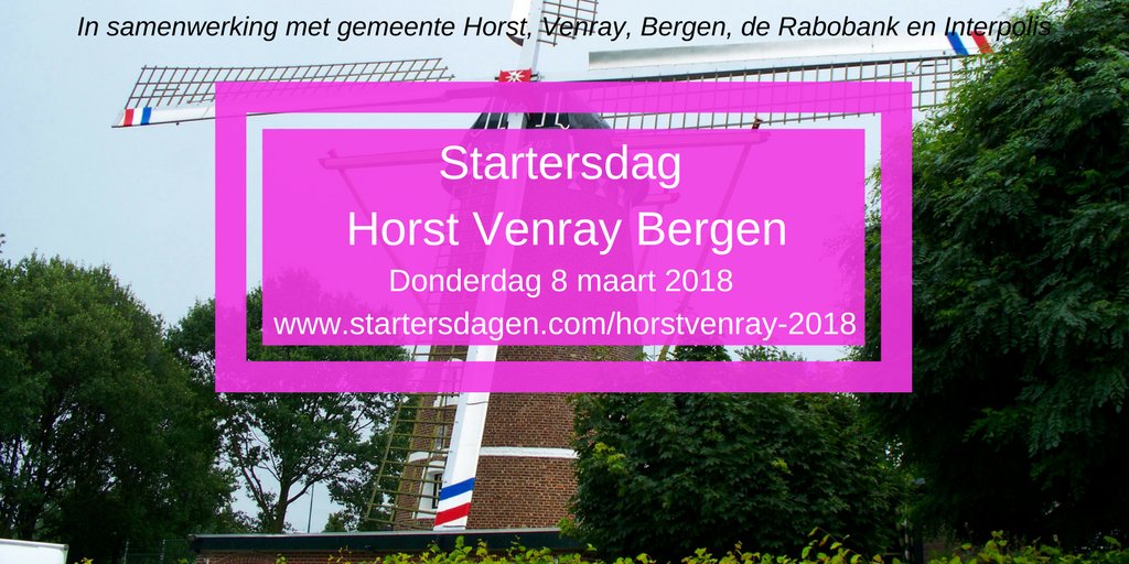 Morgen de startersdag Horst Venray Bergen i.s.m. <a href="/Rabobank/">Rabobank</a> en <a href="/Interpolis/">Interpolis</a> 
Ben jij er bij? Meld je gratis aan via startersdagen.com/horstvenrayber…