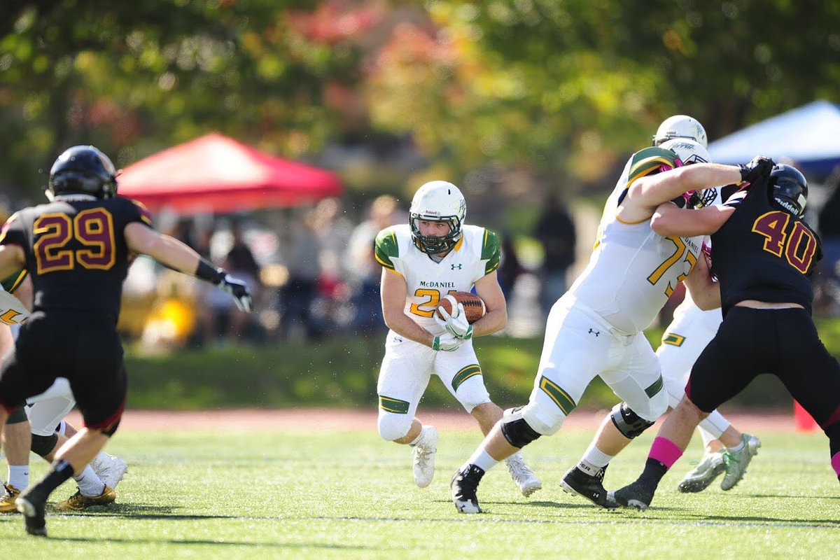 McDaniel_FB's tweet photo. All Conference Junior Left Tackle, Jared Staub, who helped lead the charge up front for the Green Terror offense. #BigHogs #SilentAssassin https://t.co/6Xbk5xspCh