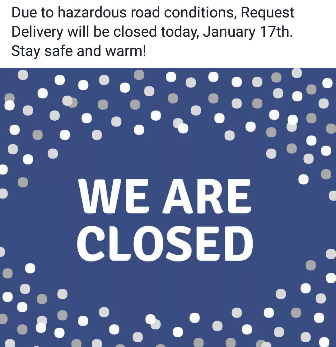 RequestDS's tweet image. We are closed today due to the weather. Stay safe and warm everyone!