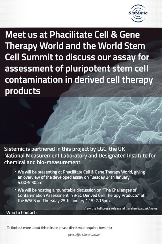 Meet us at Phacilitate Cell &amp; Gene Therapy World and the World Stem Cell Summit to discuss our assay for assessment of pluripotent stem cell contamination in derived cell therapy products. bit.ly/2ERGU85