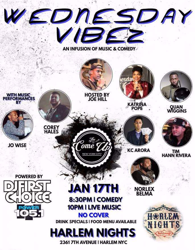 Tonight, free show at Harlem Nights Bar. 2361 7th Avenue. Wednesday Vibez. Comedy and music. 8pm. Pull up! #📠🔥