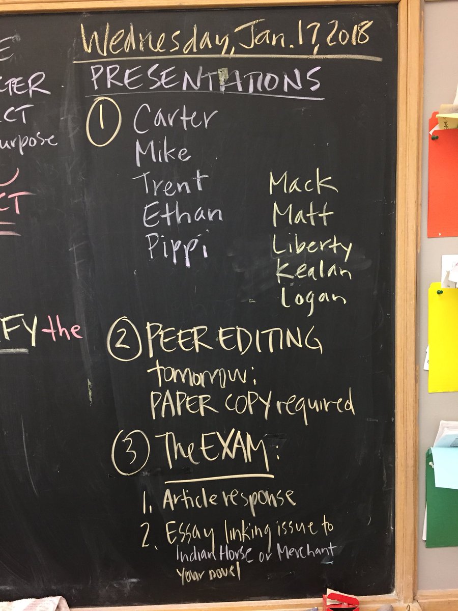JasonMonteith's tweet photo. #ENG2Dreminders peer editing Thursday: have a paper copy of your essay: 4-6 quotations...what lens(es) helped you understand the novel? https://t.co/zvTJDOUPFQ