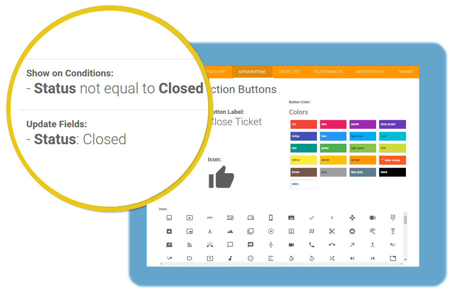 make_your_cloud's tweet photo. Get one-click reactions from your customers through customized buttons, you can set the button label, color, icon, and reactions for each module in MYC #CustomePortal :) https://t.co/rmtKMwSK8K https://t.co/kmDR7CXvCD