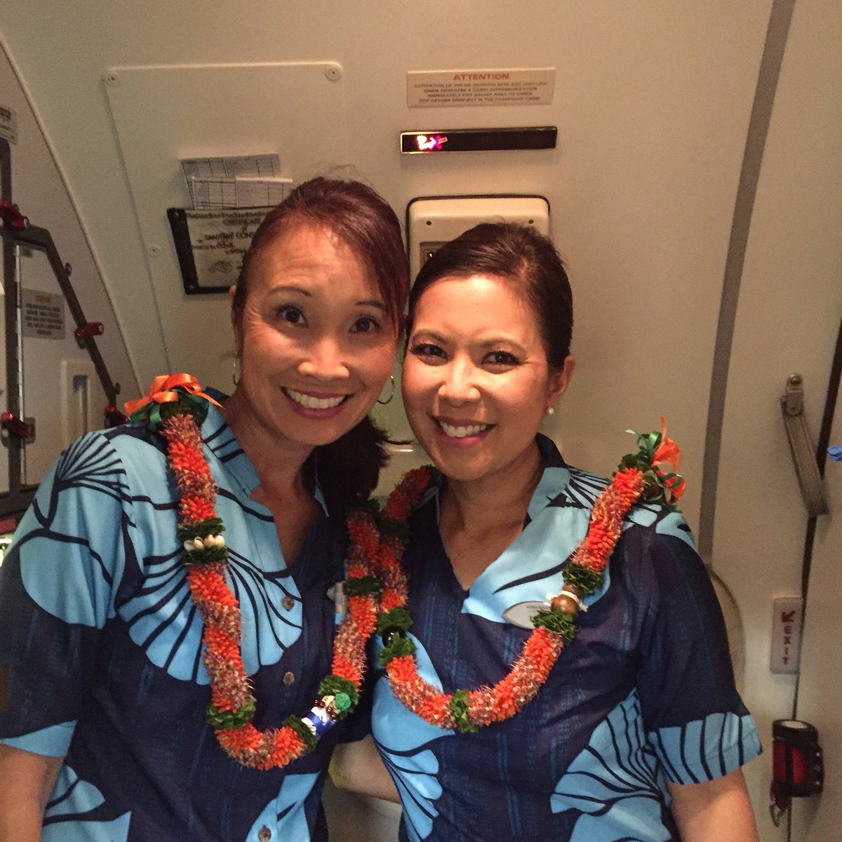 One of the things that makes flying @hawaiianairlines different. Pax in 4B on HA205 brought these lei for our cabin crew this morning! #onlyinhawaii #aloha #crewlife