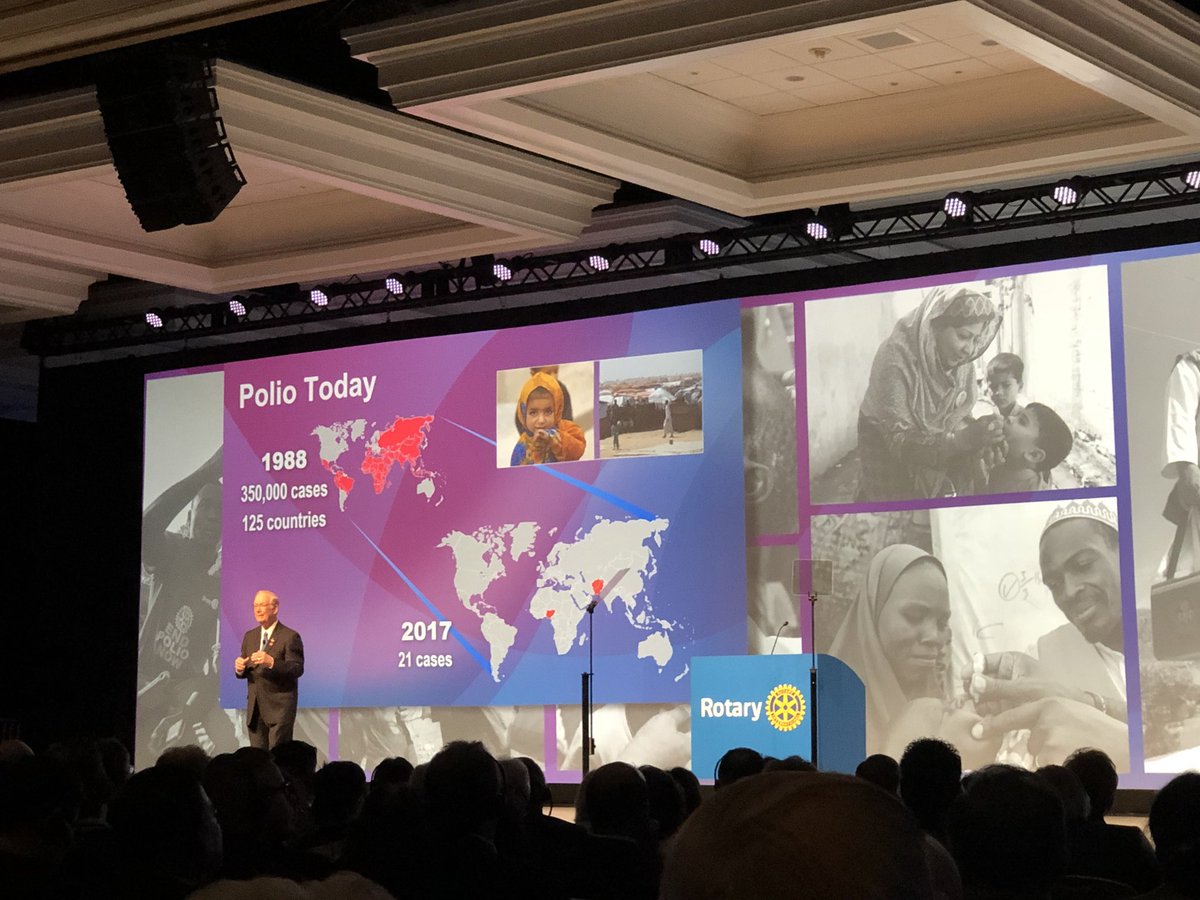 Rotary's tweet image. “Polio has went from one of the most feared diseases to one of the rarest” - Paul Netzel