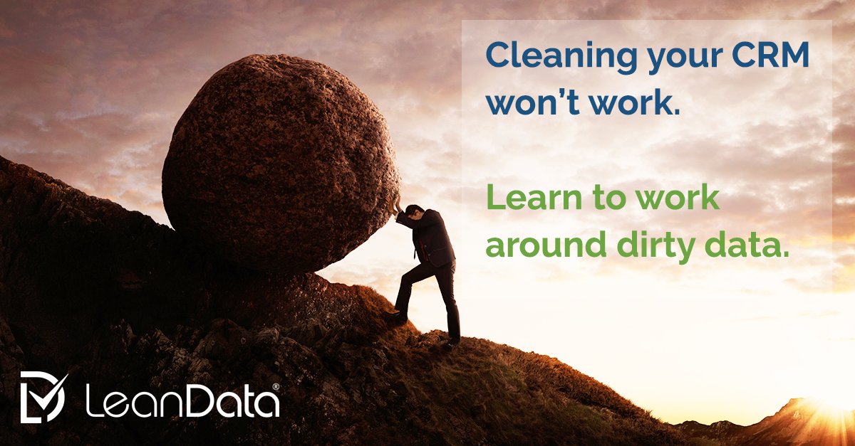 LeanData's tweet image. What if we told you your dirty database wasn&apos;t a problem? Check out our blog and register for our LIVE webinar next Thursday on why you can stop worrying about dirty data. ow.ly/cCxz30hQ1Z6