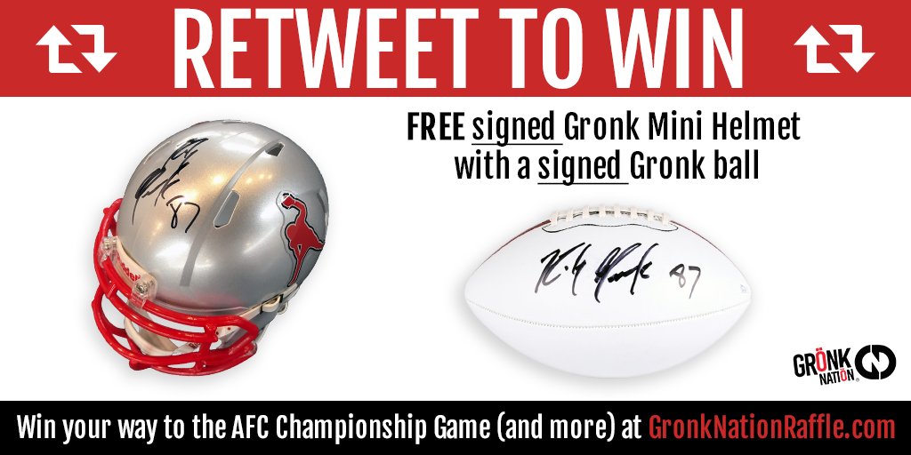 RobGronkowski's tweet image. RETWEET this post to for your chance to WIN. 
Winner will be picked Thursday at 12pm EST

To win tickets to the AFC Championship game this week and donate to Children's Hospitals check out: 
GronkNationRaffle.com.