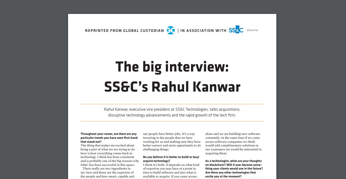 SS&C Technologies on Twitter "Rahul Kanwar discussed disruptive