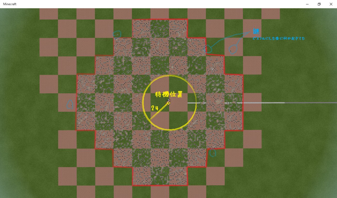 キャコ Minecraft Win10版で水平方向の敵mobスポーン範囲を調査 沸いた敵の足元をガラスに置換してkillするコマンドを設置して放置する方法 地面のブロックはy3で時間を夜間に固定して実施 草ブロックと安山岩でチャンク単位の市松模様です T Co