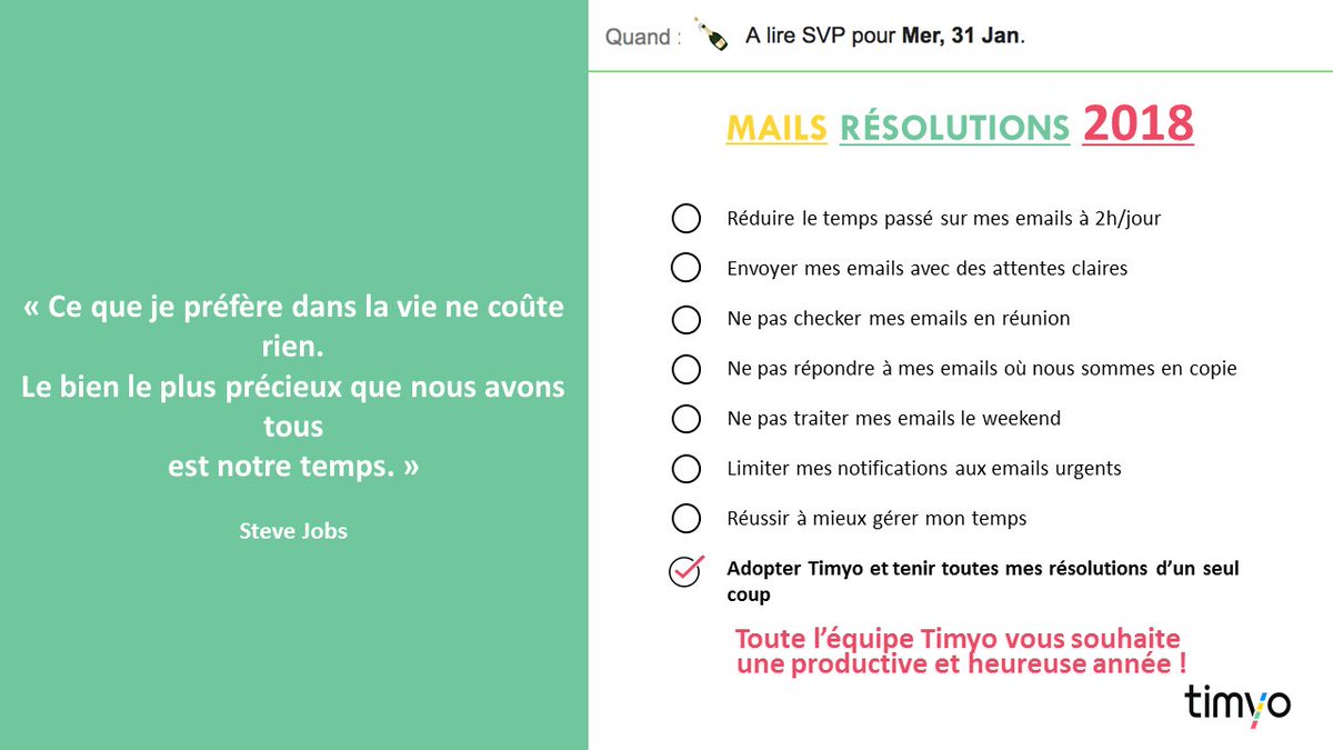 Il n'y a qu'une résolution à prendre pour reprendre le contrôle de votre Inbox en 2018 ;) #Email #Startup #Productivity