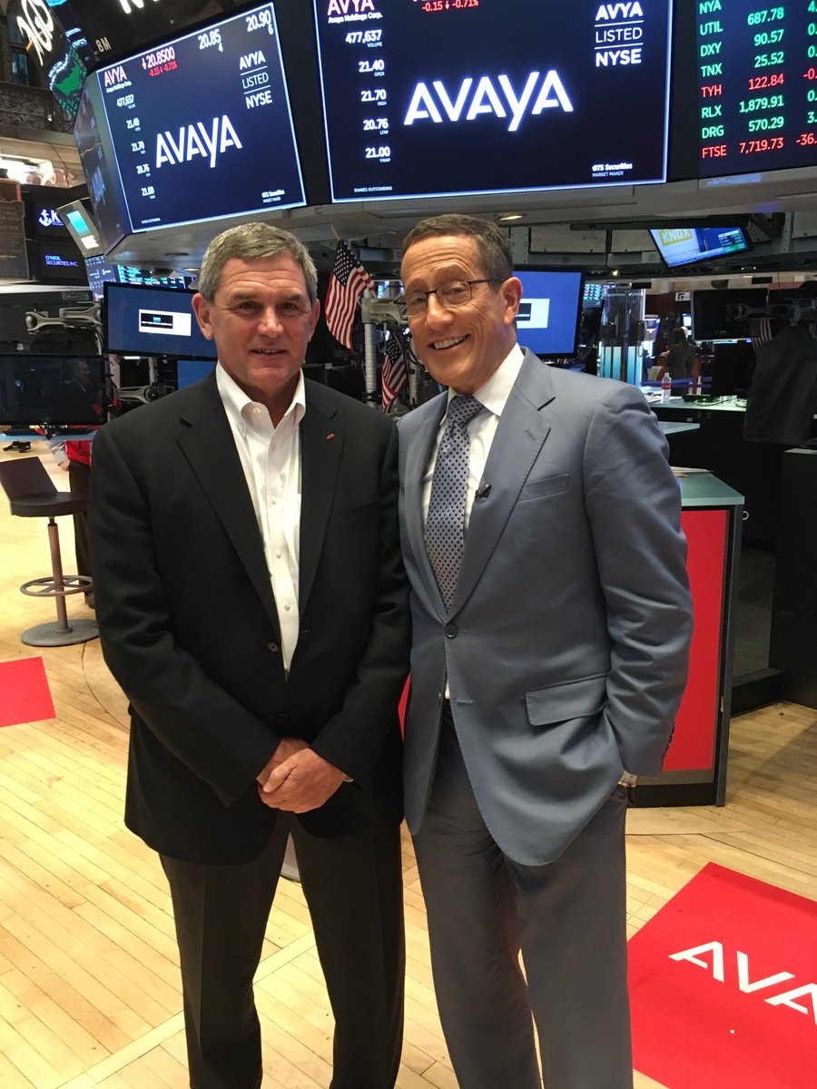 Had a great time discussing the new <a href="/Avaya/">Avaya</a> on <a href="/cnni/">CNN International</a> with <a href="/richardquest/">Richard Quest</a> live from the @nyse floor. Excited to get back to work! #AvayaNYSE #ConnectWithAvaya